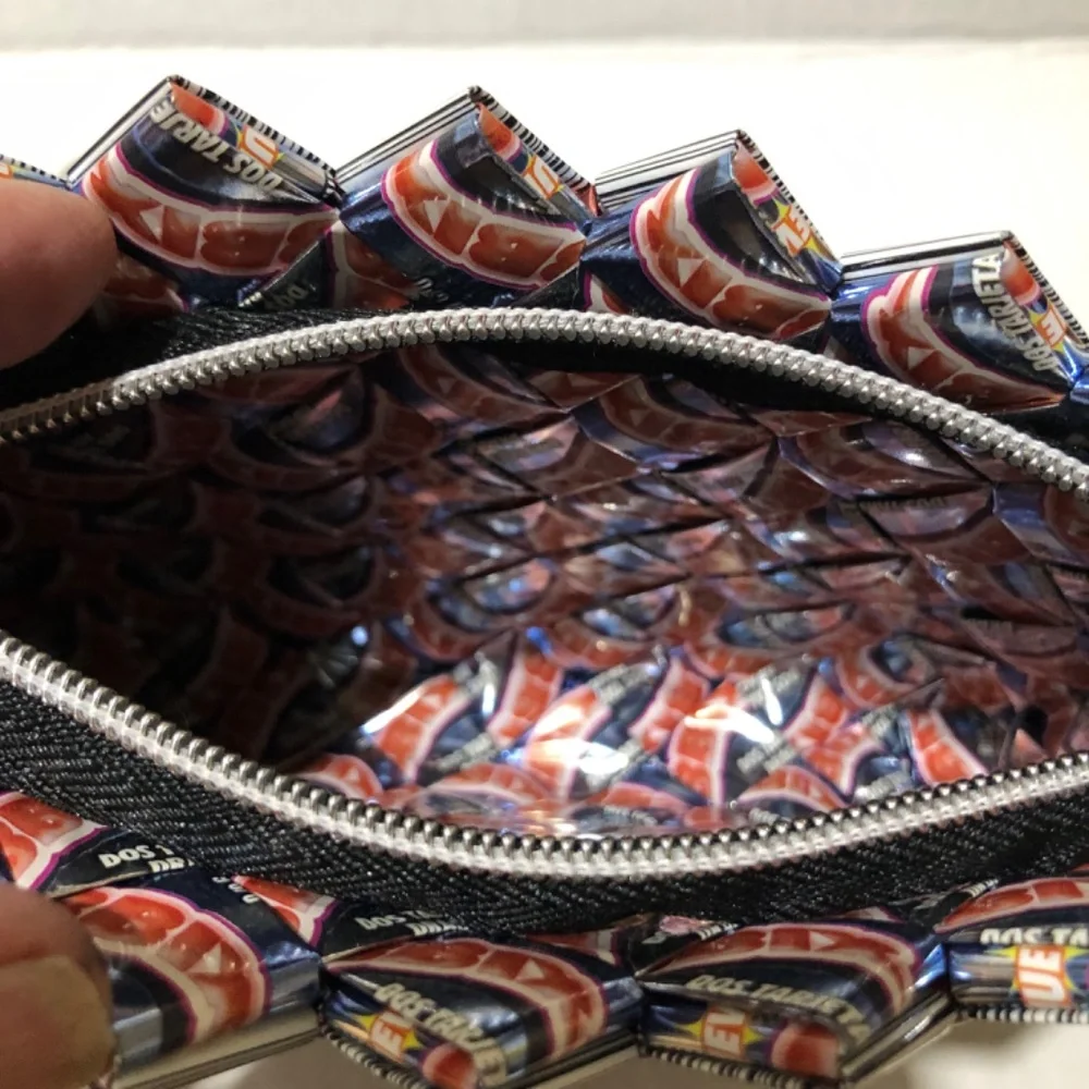 Nahui Ollin Candy Wrapper Wristlet, Barcode Black and White